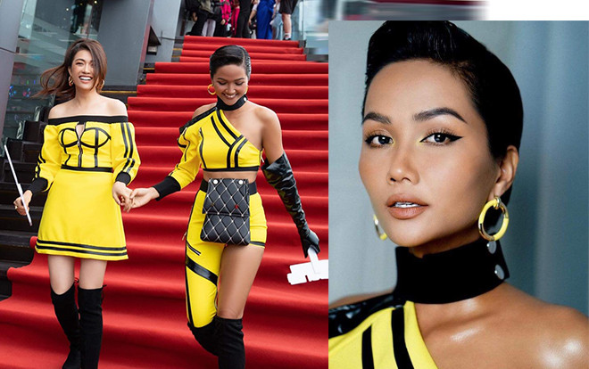 H'Hen Niê khiền fan mắt tròn mắt dẹt khi mặc 'quần cụt - quần què' bên siêu nhân vàng chóe lóe Lệ Hằng Ảnh 2