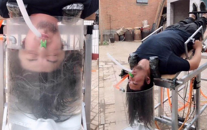 Anh chàng này vừa phát minh ra máy gội đầu dành cho người lười, nhưng buộc phải lộn ngược khi sử dụng Ảnh 2