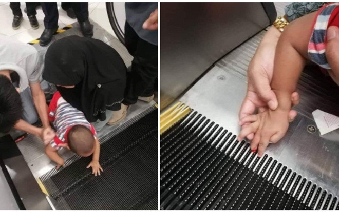Hãi hùng cảnh bé trai kẹt ngón tay trong thang cuốn khi đi cùng mẹ Ảnh 2