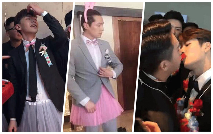 Khi minh tinh trở thành phù rể: Khi Hồ Ca cùng Đằng Luân phải mặc váy để qua ải thay bạn Ảnh 2