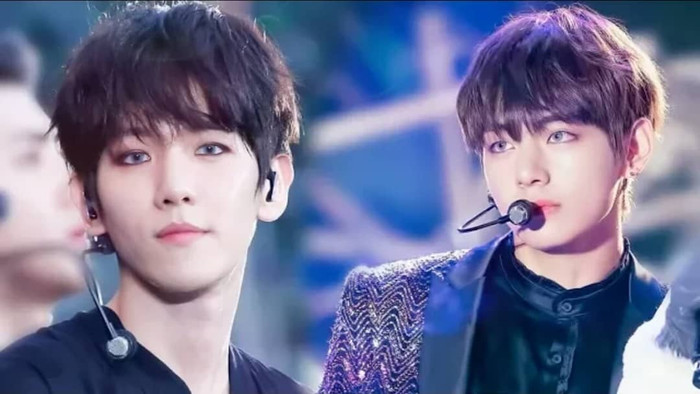 loạt ảnh giống nhau từ V BTS và Baekhyun EXO