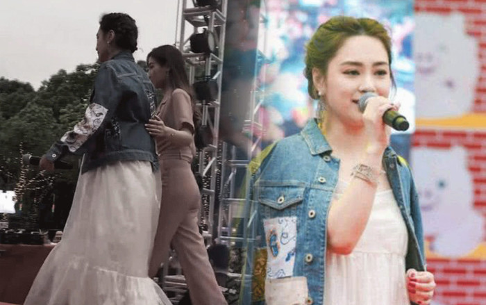 Chung Hân Đồng phát tướng hay mang thai khi mang giày đế bệt, xuống sân khấu phải cần đến người dìu? Ảnh 2