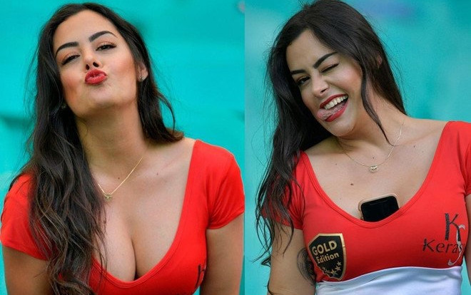 'Người đẹp nhét điện thoại vào ngực' của ĐT Paraguay lại gây náo loạn khán đài vì quá quyến rũ Ảnh 2