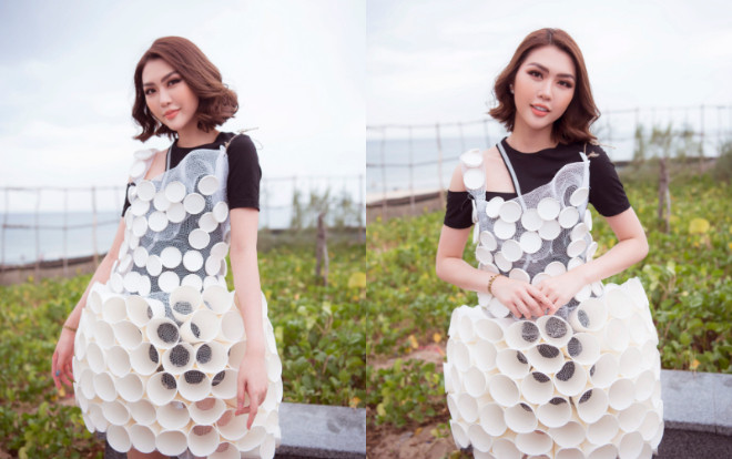 Người đẹp Tường Linh mặc váy tái chế kêu gọi bảo vệ môi trường Ảnh 2
