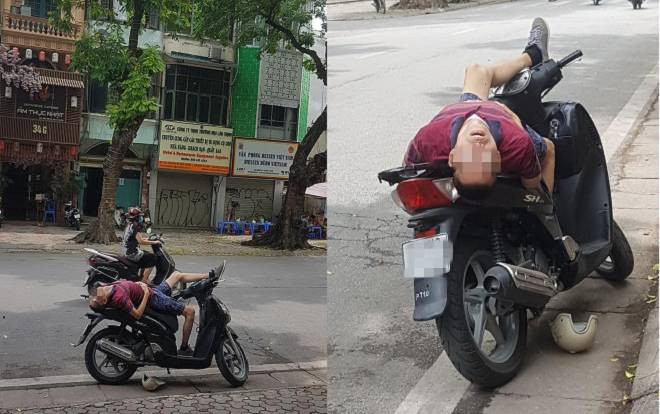 Người đàn ông dựng xe trên lề đường rồi thản nhiên nằm ngủ với tư thế lạ khiến dân mạng xôn xao bàn tán Ảnh 2