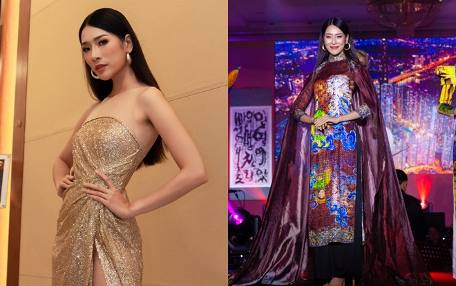 Siêu mẫu Thảo Phương diện áo dài thướt tha, rạng rỡ trên sân khấu trao giải Korea-Vietnam Fashion Festival Awards 2019 Ảnh 2