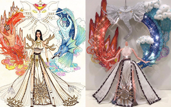 Fan 'dậy sóng' trước phiên bản búp bê trang phục dân tộc Sơn Tinh - Thủy Tinh dành cho Hoàng Thùy Ảnh 2