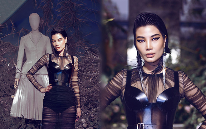 Siêu mẫu Vũ Cẩm Nhung ghi điểm cực mạnh khi mix váy xuyên thấu và áo da Ảnh 2