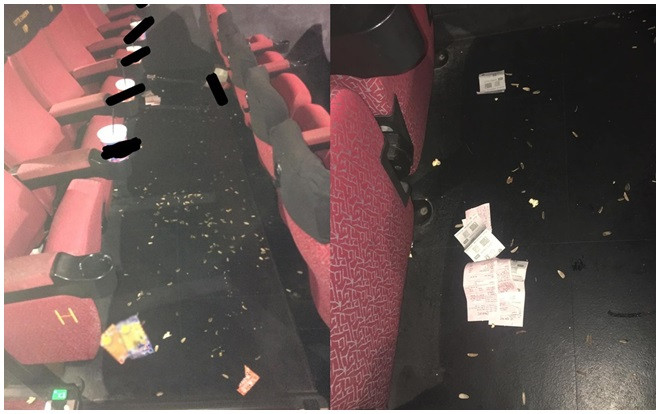 Nhóm khách vô tư xả rác bừa bãi, cười nói rôm rả trong rạp chiếu phim gây bức xúc Ảnh 2