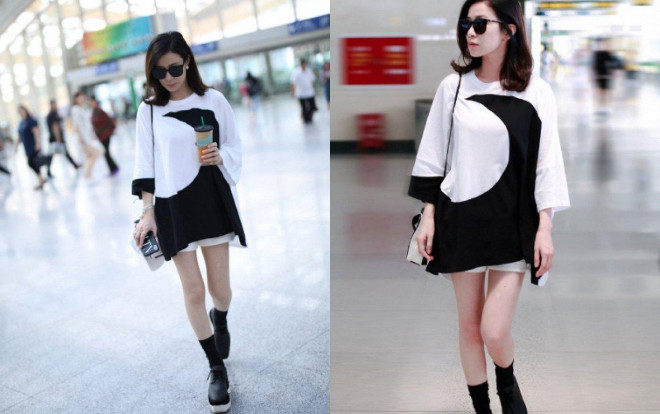 Không thua kém Dương Mịch - Angelababy, Xa Thi Mạn 'nối gót' với mốt giấu quần khoe chân thon Ảnh 2