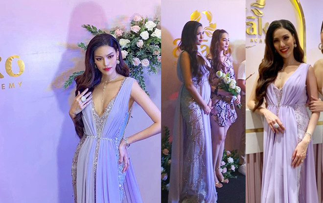 Lan Khuê đẹp ngút ngàn trong chiếc đầm dạ hội màu tím che bụng bầu 6 tháng vi diệu Ảnh 2