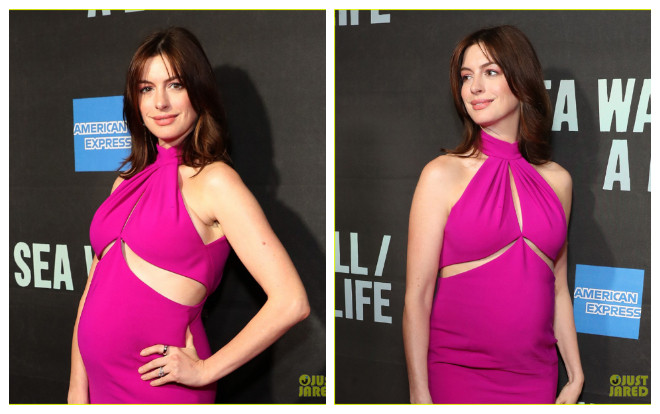 Mỹ nhân Anne Hathaway khoe bụng bầu to và nhan sắc xinh đẹp nổi bật trong chiếc đầm hồng rực rỡ Ảnh 2