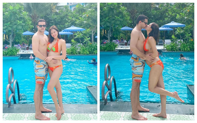 MC Phương Mai diện bikini khoe dáng nuột nà và bụng bầu hơn 5 tháng bên ông xã ngoại quốc Ảnh 2