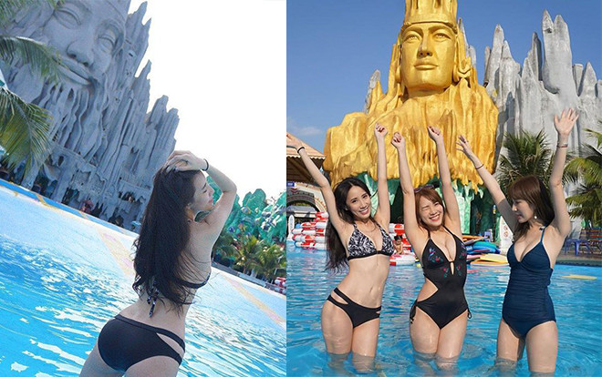 Hot girl siêu vòng 1 du lịch Việt Nam bị chỉ trích vì diện bikini ở nơi tôn nghiêm Ảnh 2