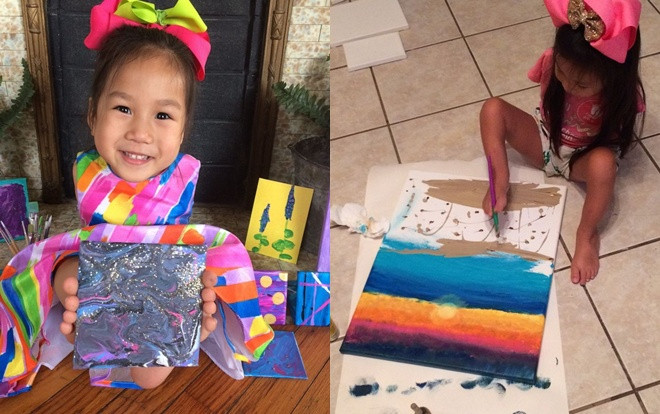 Sinh ra đã không có hai tay, bé gái gốc Việt vẽ tranh bằng chân khiến triệu người nể phục Ảnh 2