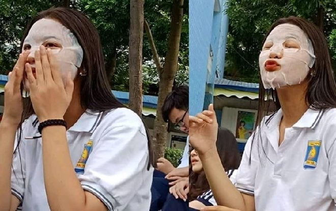 Nữ sinh đắp mặt nạ trong buổi tựu trường gây tranh cãi cộng đồng mạng: Người khen hài hước, kẻ chê 'làm màu' Ảnh 2