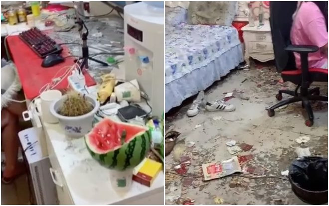 Căn phòng hậu trường đầy rác và đồ ăn thừa của hotgirl livestream thường ngày sang chảnh khiến dân tình 'sốc' Ảnh 2