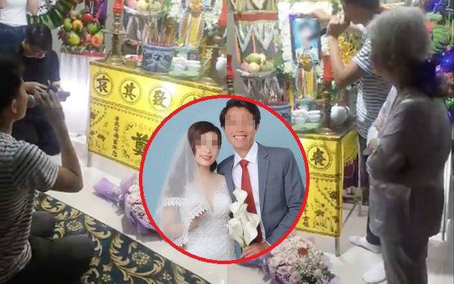 Người chồng ở Nhật trở về Việt Nam đeo nhẫn cưới, tặng hoa và tổ chức hôn lễ bên linh cữu vợ khiến nhiều người không cầm được nước mắt Ảnh 2