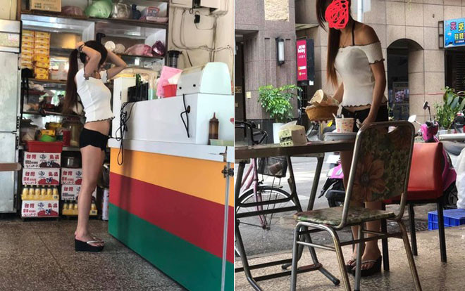 Mặc mát mẻ đứng phục vụ đồ ăn, cô gái khiến người xung quanh nóng mắt Ảnh 2