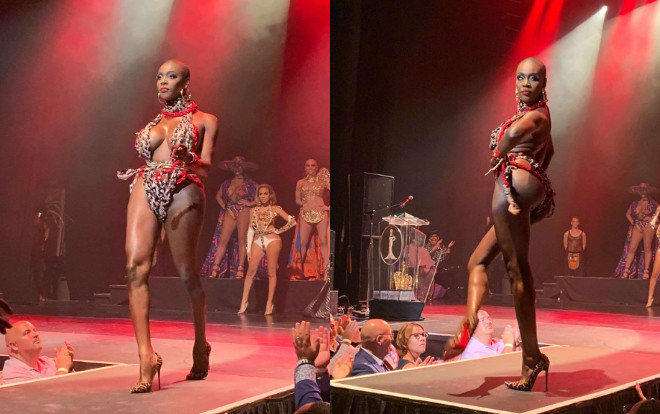 Hoa hậu chuyển giới Quốc tế xuất hiện với đầu trọc, biểu diễn phản cảm Ảnh 2