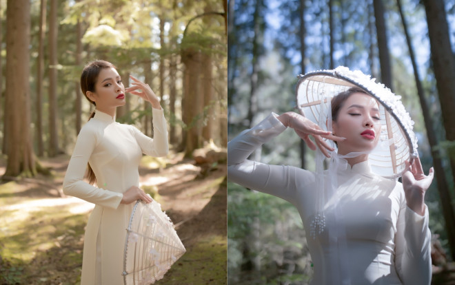 Chán gợi cảm, Phương Trinh Jolie duyên dáng với áo dài trắng giữa núi rừng Canada Ảnh 2