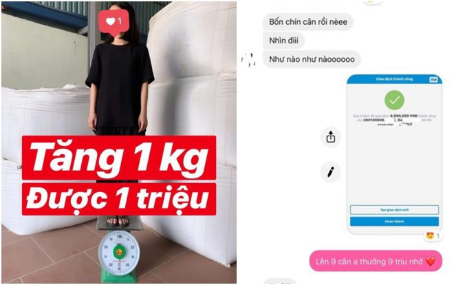 Hứa hẹn 'tăng 1kg chuyển khoản 1 triệu đồng', chàng trai ngỡ ngàng khi bạn gái tăng tận 9kg Ảnh 2