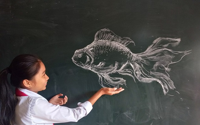 Chỉ với phấn trắng bảng xanh, thầy giáo Thanh Hóa đã cho ra đời loạt ảnh cực đẹp mắt khiến CĐM xuýt xoa Ảnh 2