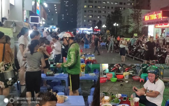 Bát cùng một số đồ vật rơi từ tầng 26 chung cư Linh Đàm xuống đất, hàng chục thực khách vội vã tháo chạy Ảnh 2