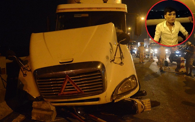 Nam thanh niên thoát chết kể lại phút container đâm hàng loạt xe máy trên cầu Thanh Trì, hất văng người đi đường xuống sông Hồng Ảnh 2