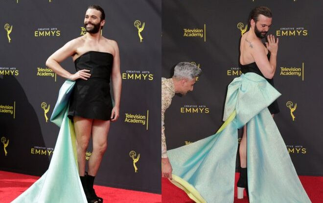 Nam diễn viên Jonathan Van Ness gây sốc khi mặc váy cúp ngực bó sát trên thảm đỏ Ảnh 2