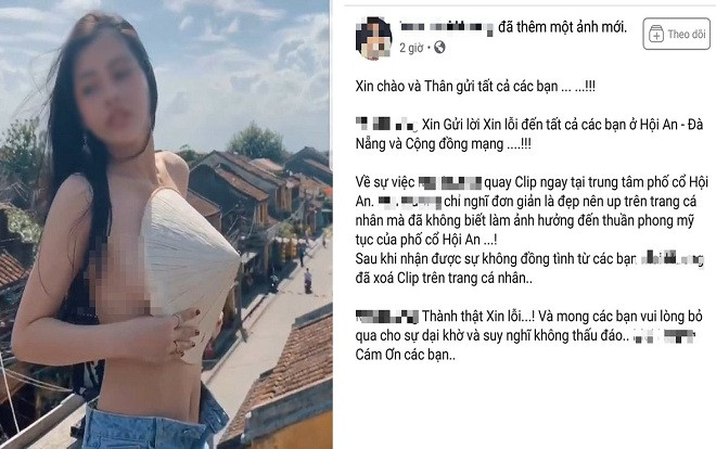 Hotgirl để ngực trần quay clip phản cảm và chủ quán cà phê ở phố cổ Hội An lên tiếng xin lỗi Ảnh 2