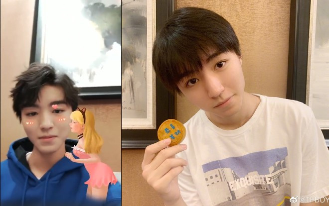 Vương Tuấn Khải xấu hổ cầu cứu người hâm mộ vì hiệu ứng sticker trong livestream của mình Ảnh 2