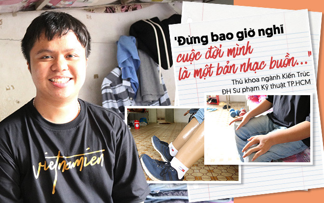 Thủ khoa ngành Kiến Trúc ĐH Sư phạm Kỹ thuật TP.HCM bị dị tật tay chân bẩm sinh: 'Đừng bao giờ nghĩ cuộc đời mình là một bản nhạc buồn…' Ảnh 2