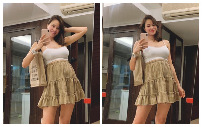 Bụng bầu vượt mặt, siêu mẫu Phương Mai vẫn diện áo croptop và mang giày cao gót Ảnh 2