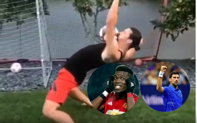 Ibrahimovic uốn dẻo cực đỉnh, 'cà khịa' Pogba và Djokovic 'thử thách Ma trận' Ảnh 2