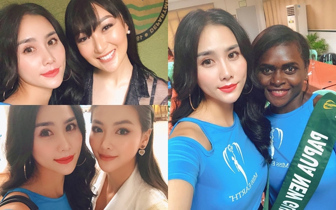 Hoàng Hạnh hội ngộ Phương Khánh - Karen Ibasco, ghi điểm bằng hành động đẹp với đại diện Papua New Guinea Ảnh 2