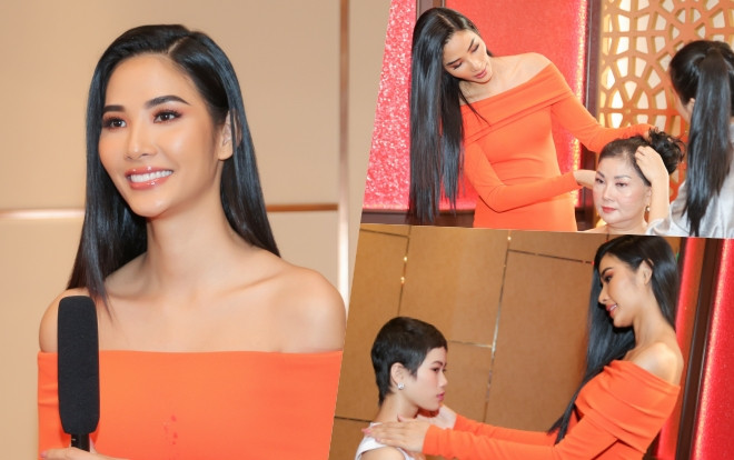 Hoàng Thùy đẹp rạng rỡ, tất bật chăm chút cho dàn người mẫu đặc biệt 'Chiến binh ung thư' Ảnh 2