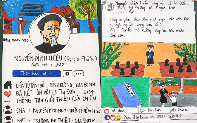 Học sinh Nghệ An khiến CĐM rần rần ngợi khen với bài thuyết trình 'Văn tế nghĩa cần giuộc' với ý tưởng từ giao diện Fcaebook đầy sáng tạo Ảnh 2