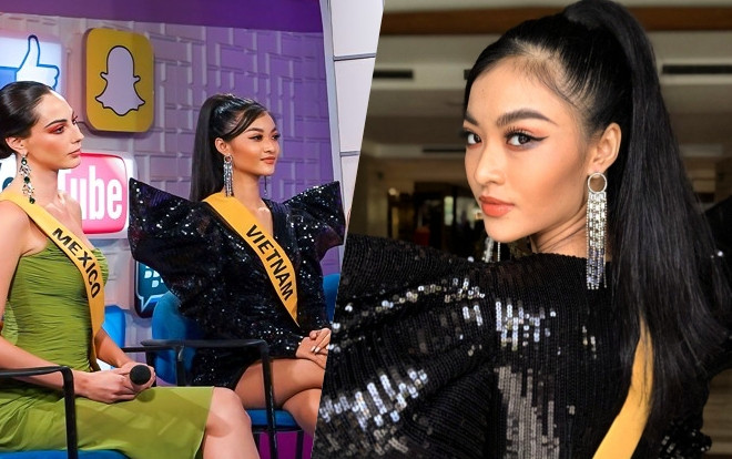 Diện váy áo chất khiến fan quốc tế trầm trồ, Kiều Loan 'bắn Tiếng Anh như gió' trên đài truyền hình Venezuela Ảnh 2