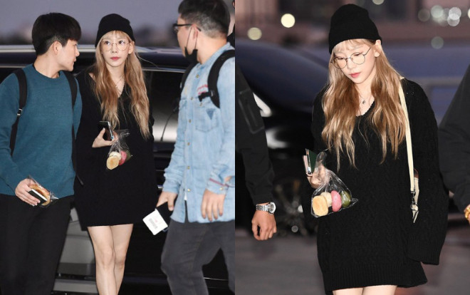 Hậu lễ tang Sulli, Taeyeon (SNSD) đẹp lạnh lùng, đượm buồn trong set đồ đen cùng mái tóc vàng bạch kim tại sân bay Ảnh 2