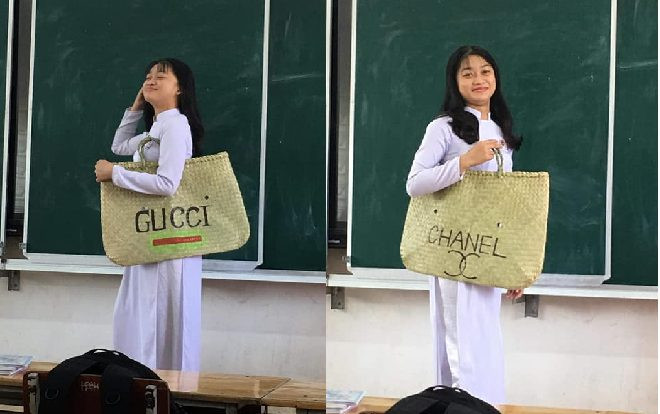 Nữ sinh biến giỏ đi chợ thành túi xách ‘hàng hiệu’ khiến cư dân mạng 'cười ra nước mắt' Ảnh 2