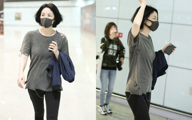 Bị đồn chia tay Tạ Đình Phong, Vương Phi ăn gian tuổi với áo phông rách lòi cả tag tại sân bay Ảnh 2