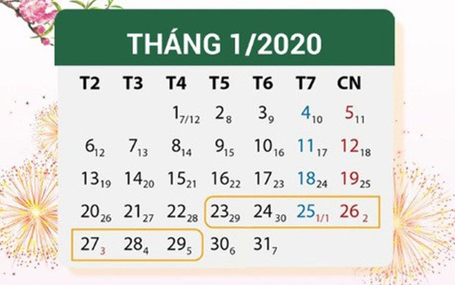 Chính thức ban hành lịch nghỉ Tết Nguyên đán Canh Tý 2020 Ảnh 2