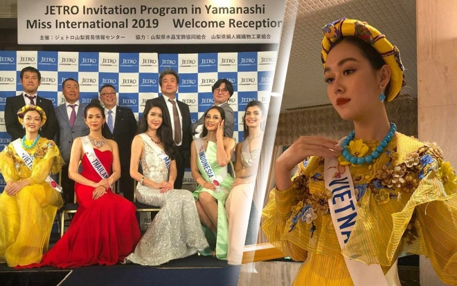 Tường San diện áo dài nổi bật, catwalk khoe sắc rạng rỡ trong buổi tiệc 'giới hạn' tại Miss International 2019 Ảnh 2