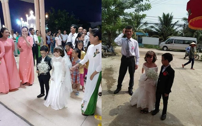 Hình ảnh đám cưới hạnh phúc của 'cặp đôi tí hon' như học sinh tiểu học khiến nhiều người cảm thấy vui lây Ảnh 2