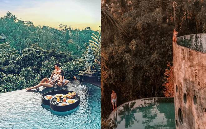 Khoe hình sống ảo tại Bali, vợ chồng đại gia Minh Nhựa khiến người sợ độ cao 'khóc thét' khi xem ảnh Ảnh 2