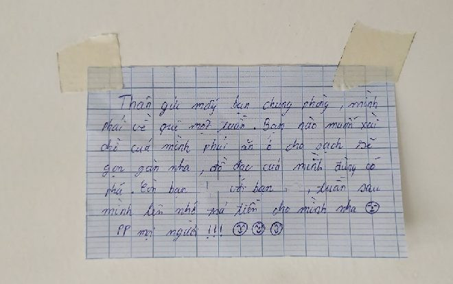 Lời nhắn gửi trước khi về quê của nam sinh dành cho bạn cùng phòng KTX khiến nhiều người không khỏi ‘bật cười’ Ảnh 2