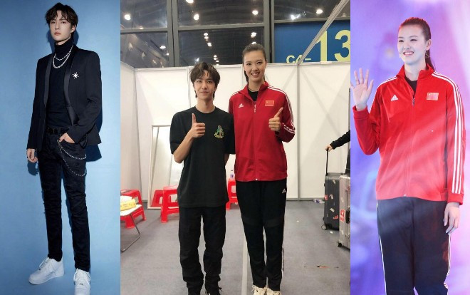 Vương Nhất Bác cao 1,8 m bỗng trở nên 'bé nhỏ' khi đứng cùng nữ vận động viên bóng chuyền Ảnh 2