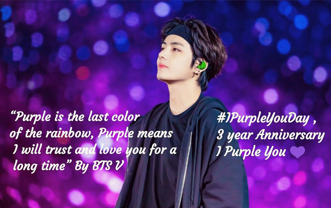 #IPurpleYouDay quay trở lại trending Twitter khi fan ăn mừng kỉ niệm câu nói biểu trưng của V (BTS) Ảnh 2