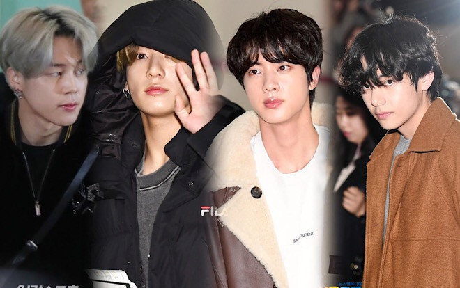 BTS khoe mặt mộc tựa nam thần truyện tranh: Jin, V và Jungkook chiếm trọn spotlight tại sân bay Ảnh 2